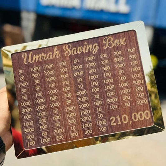 Umrah Saving Box – Wooden Islamic Money Bank for Kids & Adults