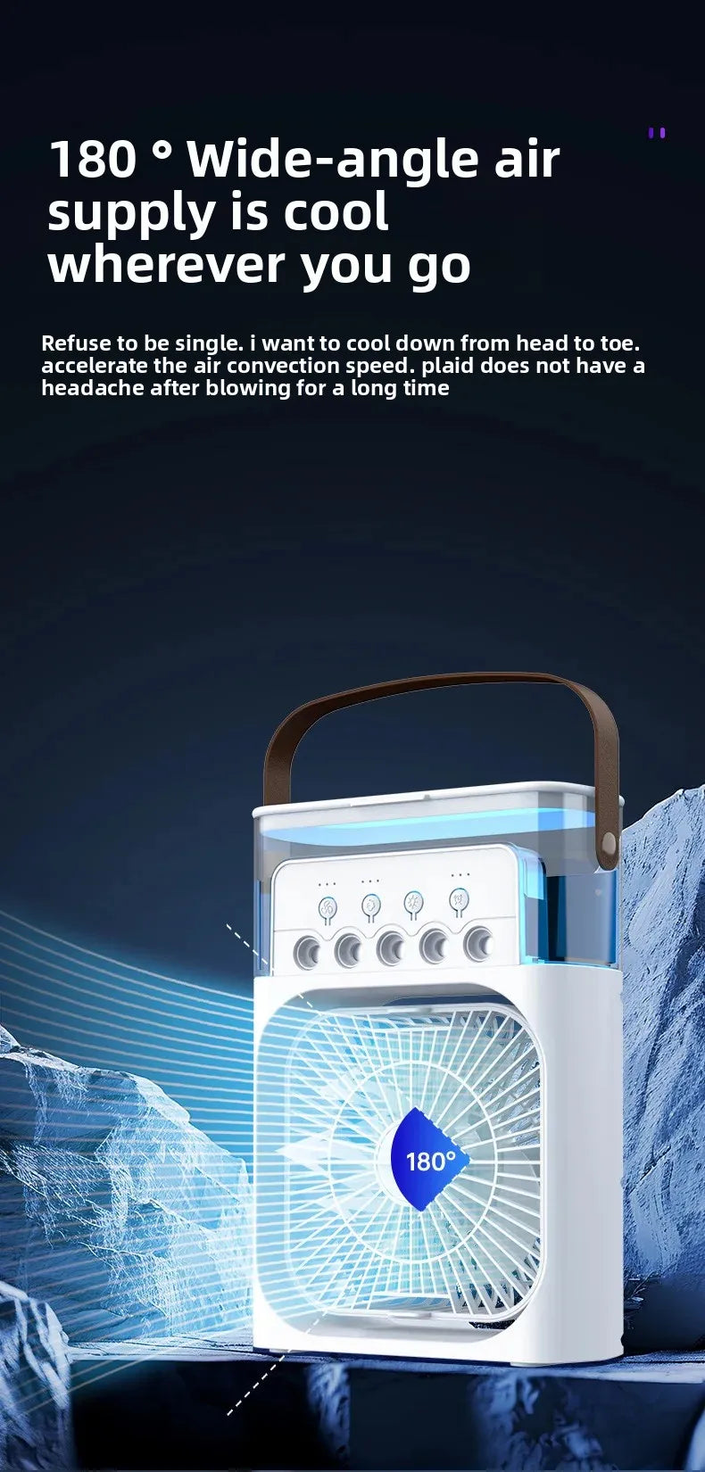 Portable Rechargeable Fan+Humidifier+Air Cooler